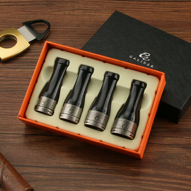 Galiner Golden Pure Copper Cigar Holder Mouthpiece Nozzle 4 Sizes With Gift Box