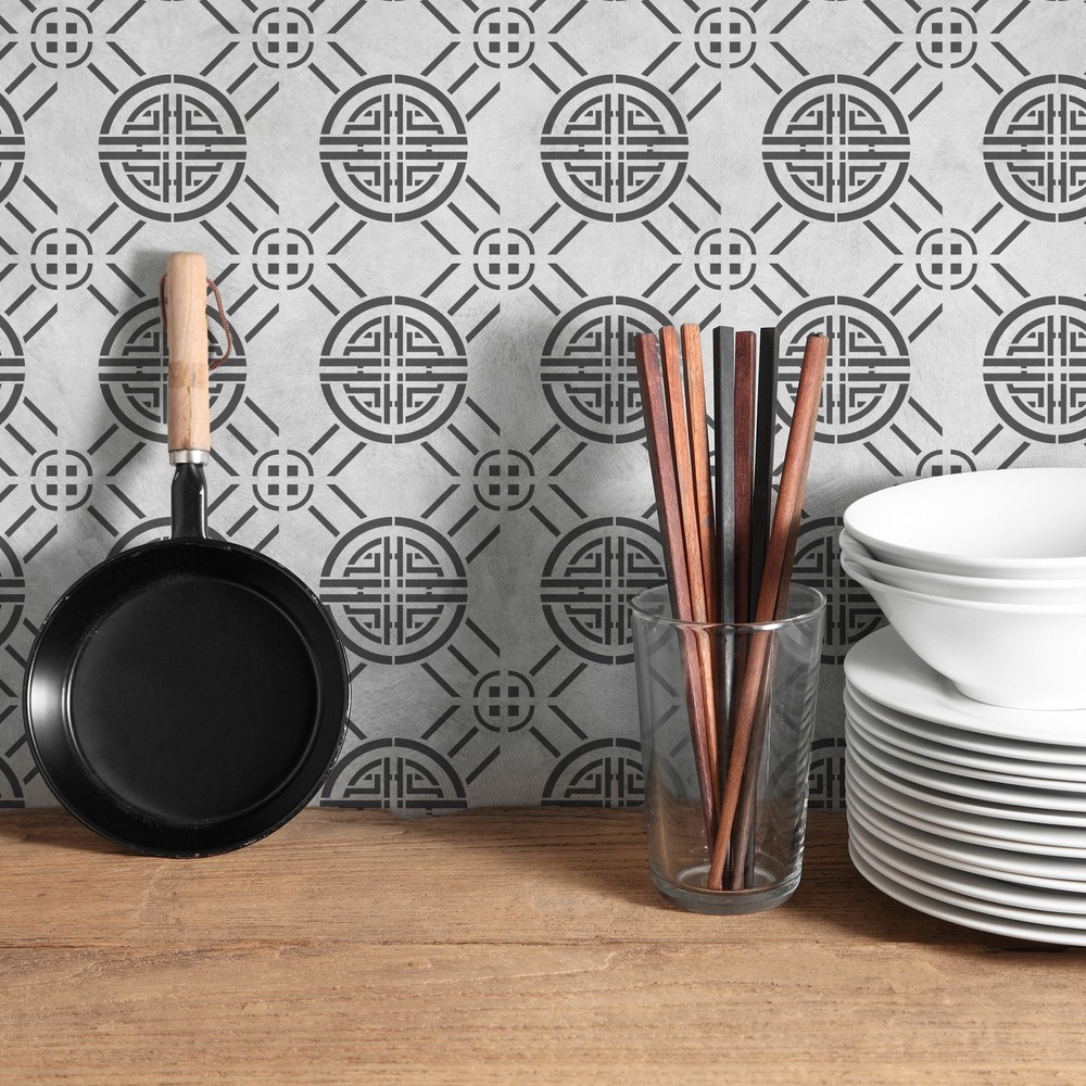 BAOJI Tile reusable PLASTIC Stencil // Moroccan Geometric // Floor Wall