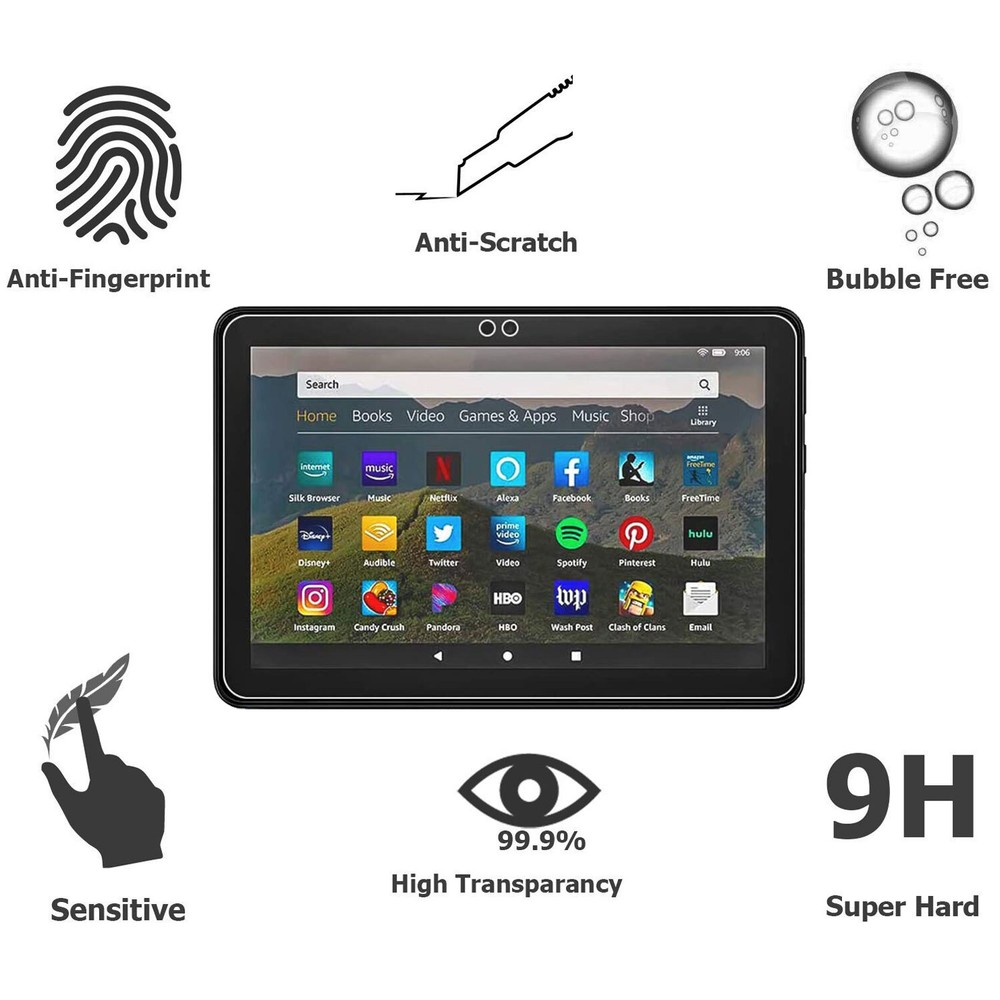 2PC Amazon Fire HD 8/8 Plus 12th Gen 2022 Tablet Screen Protector Tempered Glass