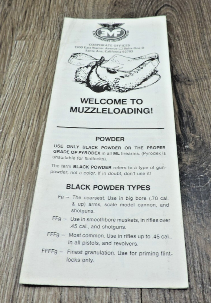 EMF Welcome To Muzzeloading! Pamphlet