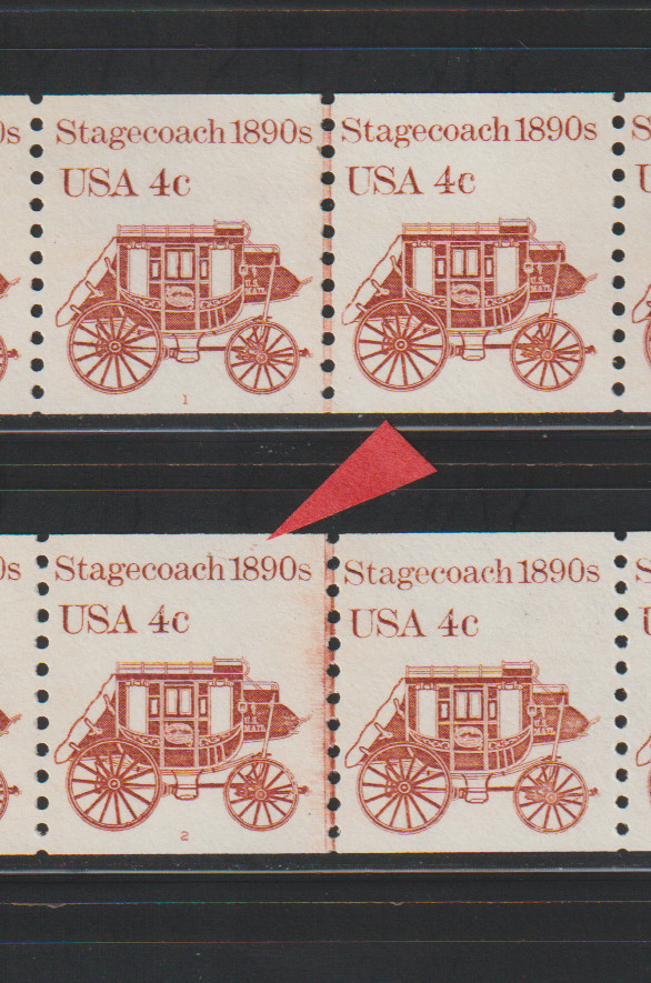 US PNC EFO Stamps 1898A Stagecoach: PNC8 #1 & #2 Chill Roller & "Quotation" MNH