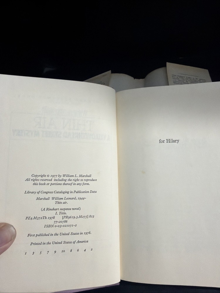 William Marshall / THIN AIR 1st Edition 1978