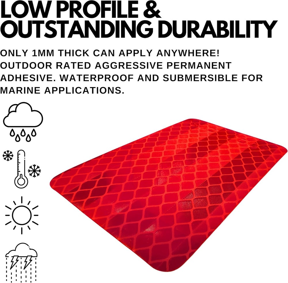 Red Reflective Stick-On Prism Rectangle DOT Reflector