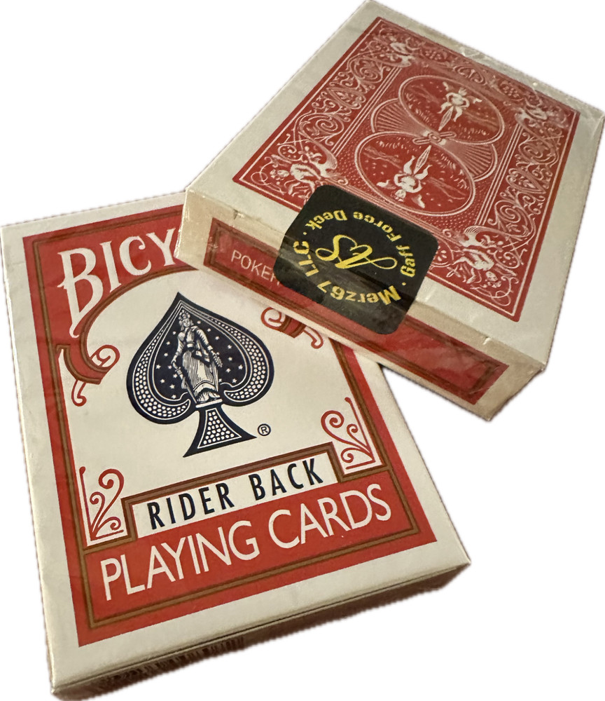 Bicycle 1 Deck One Way ACE SPADE Red Force Playing Same + 4 Gaff Magic Cards