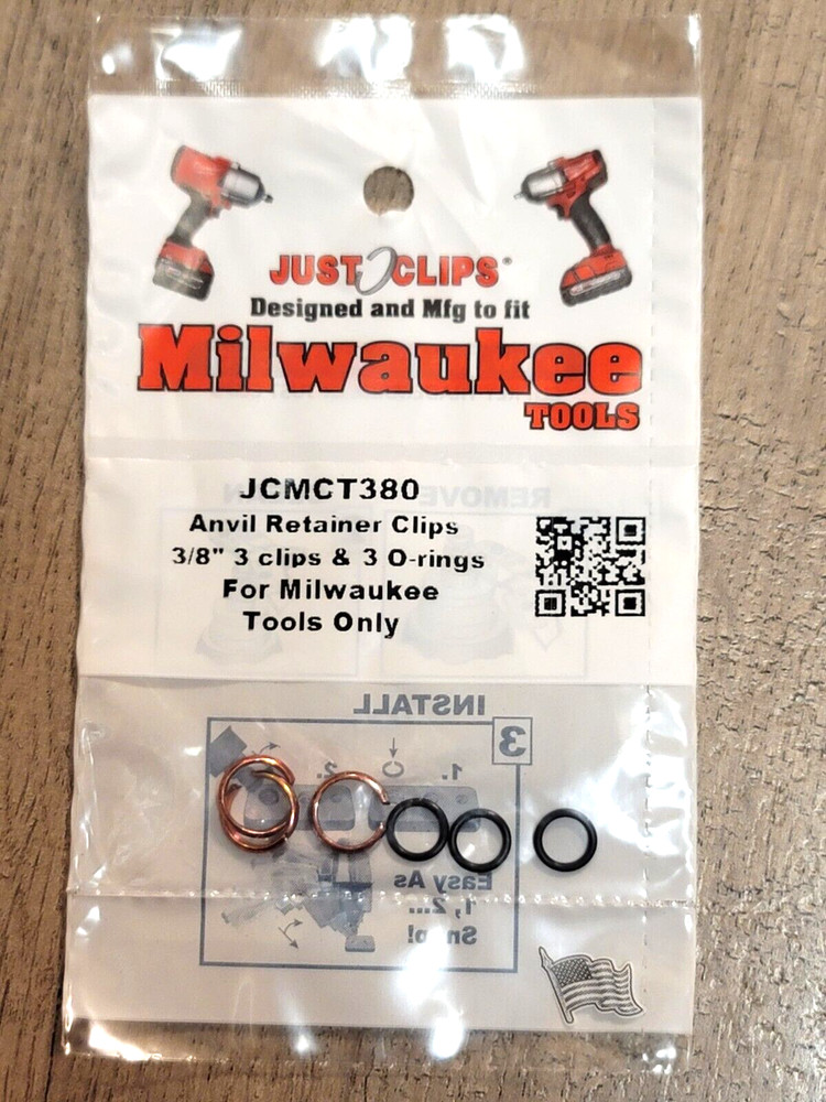 Just clips 3pc 3/8" Socket Retaining clip & O-ring for Milwaukee impact wrenches
