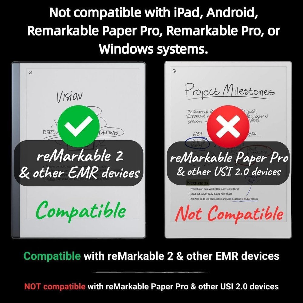 EMR Stylus Compatible with Remarkable Replacement Digital Pen with Eraser Pressu