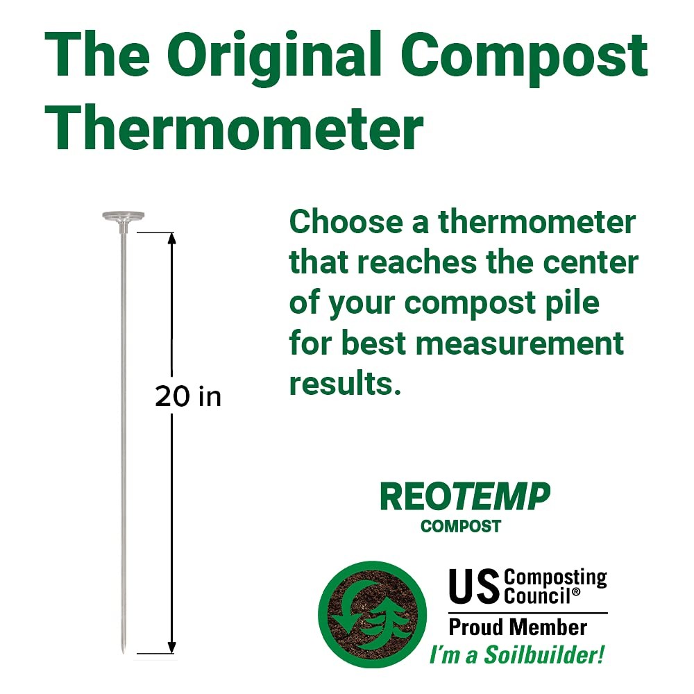 20 Inch Fahrenheit Backyard Compost Thermometer with Digital Composting Guide