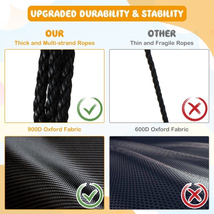 40" Outdoor Round Saucer Tree Swing WaterProof w/Adjustable Ropes & Carabiners