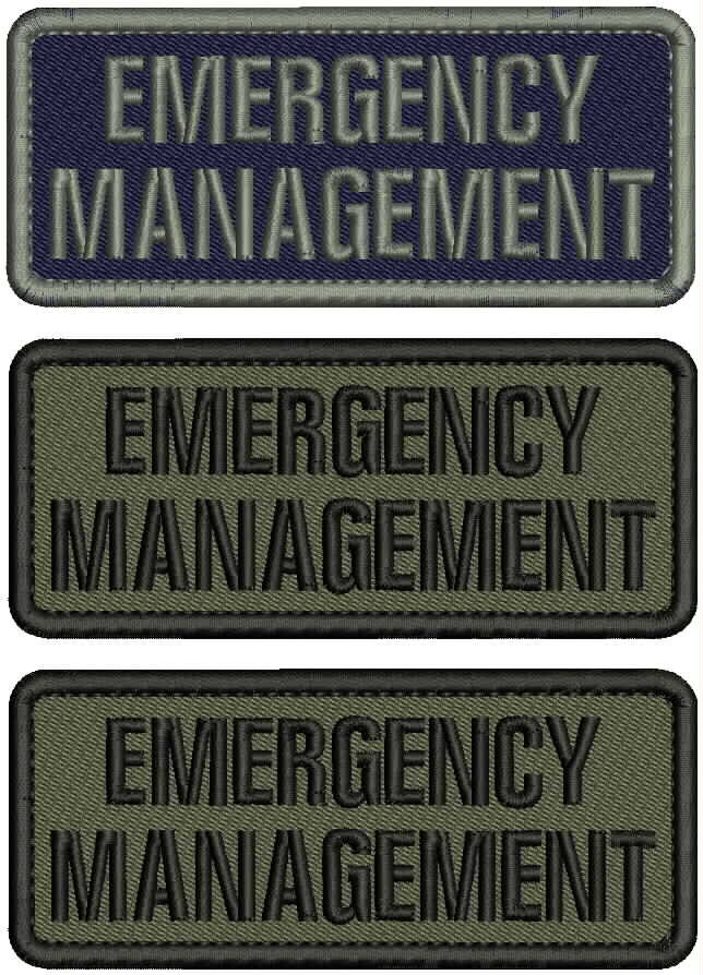 EMERGENCY MANAGEMENT EMBROIDERY PATCH 2X5 HOOK ON BACK