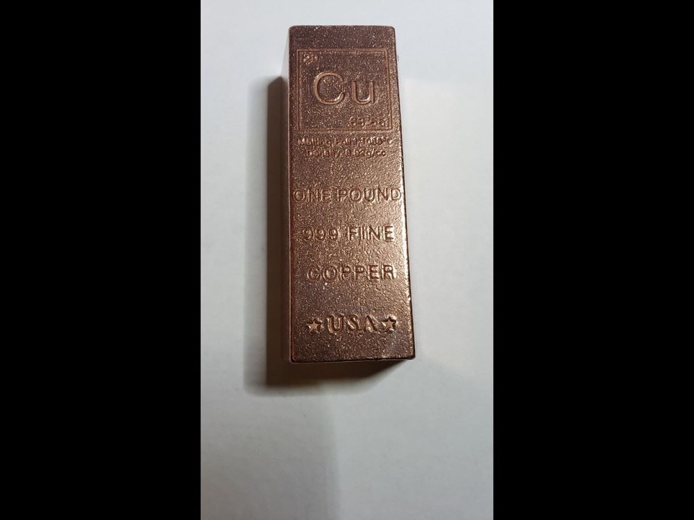 One Pound Solid Fine Copper Trapezoid Bar - Elemental Collection .999