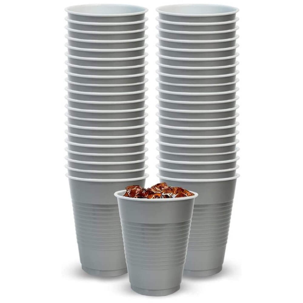 Disposable 18oz Silver Plastic Cups: 4CT