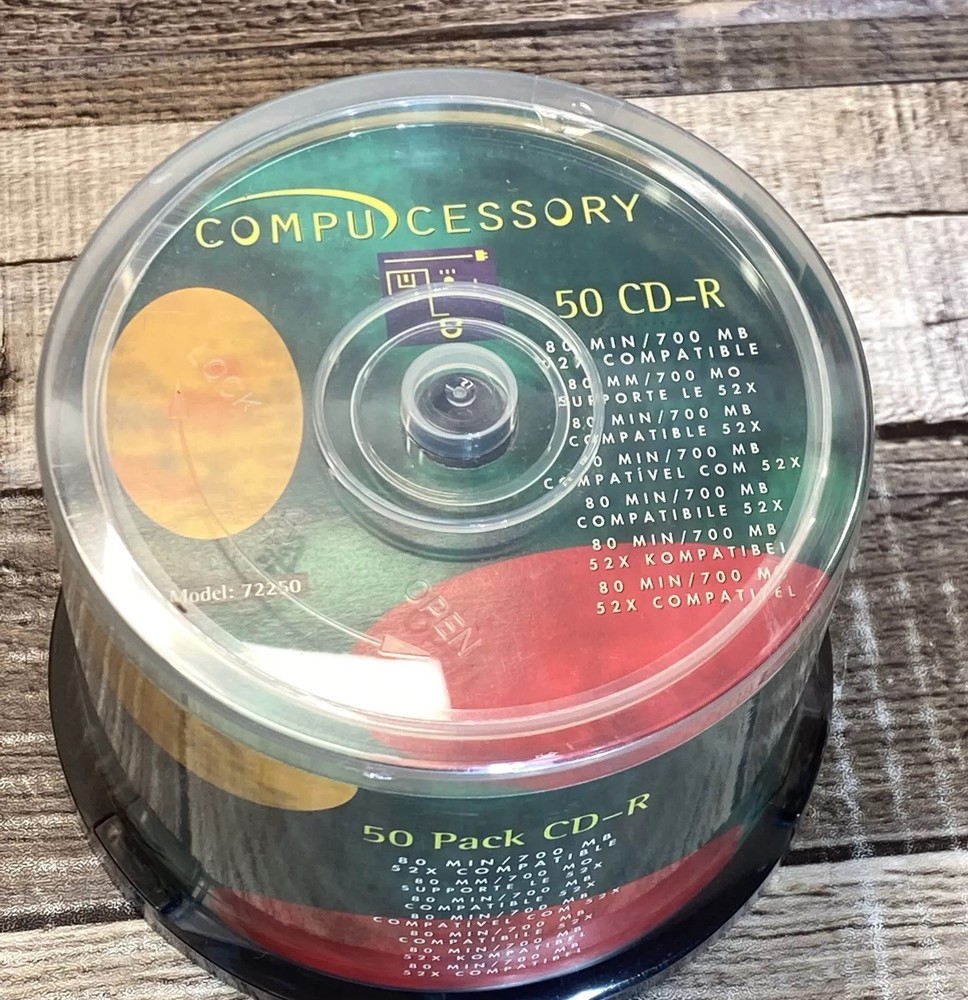 Compucessory 50 Pack CD-R Model 72250 Compact Discs, Factory Sealed