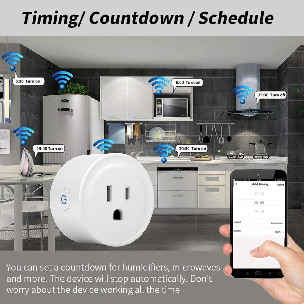 2 Pack WiFi Smart Plug for Remote Control & Timer, Compatible with Alexa & Googl