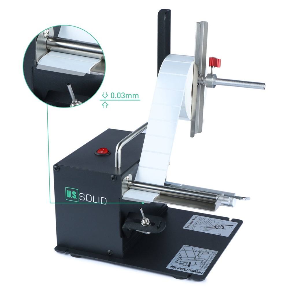 U.S. Solid Automatic Label Dispenser Machine - Clear Labels - Width 10-115MM