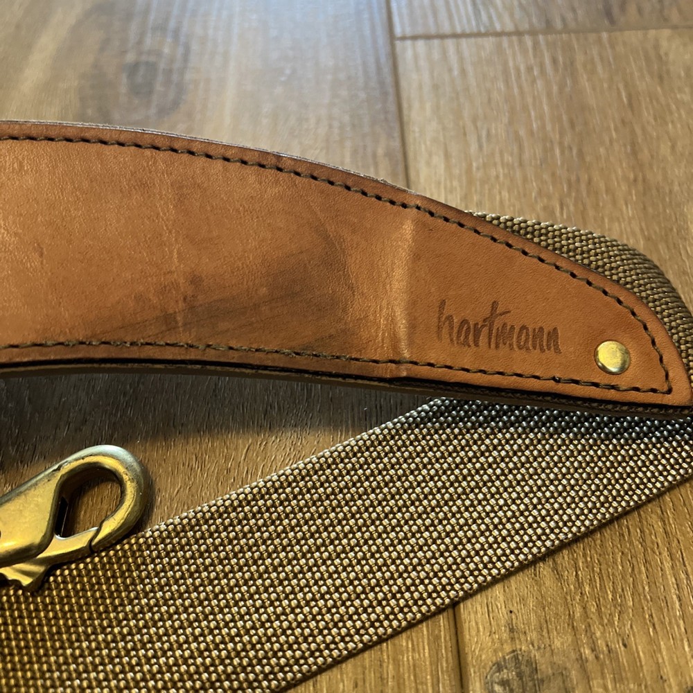 Hartmann Brown Leather Nylon Padded Shoulder Strap Replacement Metal Clips Adj.