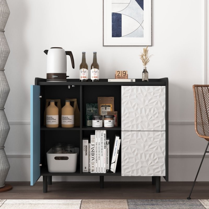 Sideboard Buffet Kitchen Storage Cabinet Console Table with 2 Doors,2 Drawers US