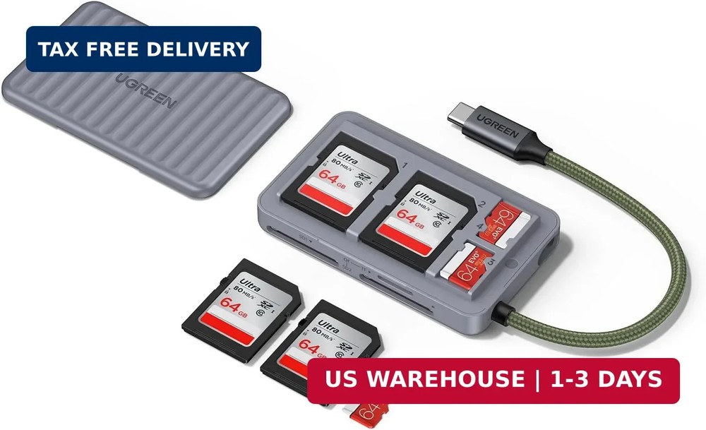 UGREEN USB C SD Card Reader with SD Card Holder, High-Speed Memory Card Reader A