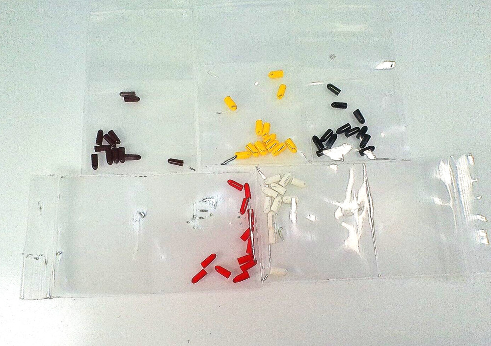 MINIATURE TOGGLE SWITCH BAT HANDLE CAPS, VINYL, SLIP-ON, 5 COLORS, 12ea. 60pcs