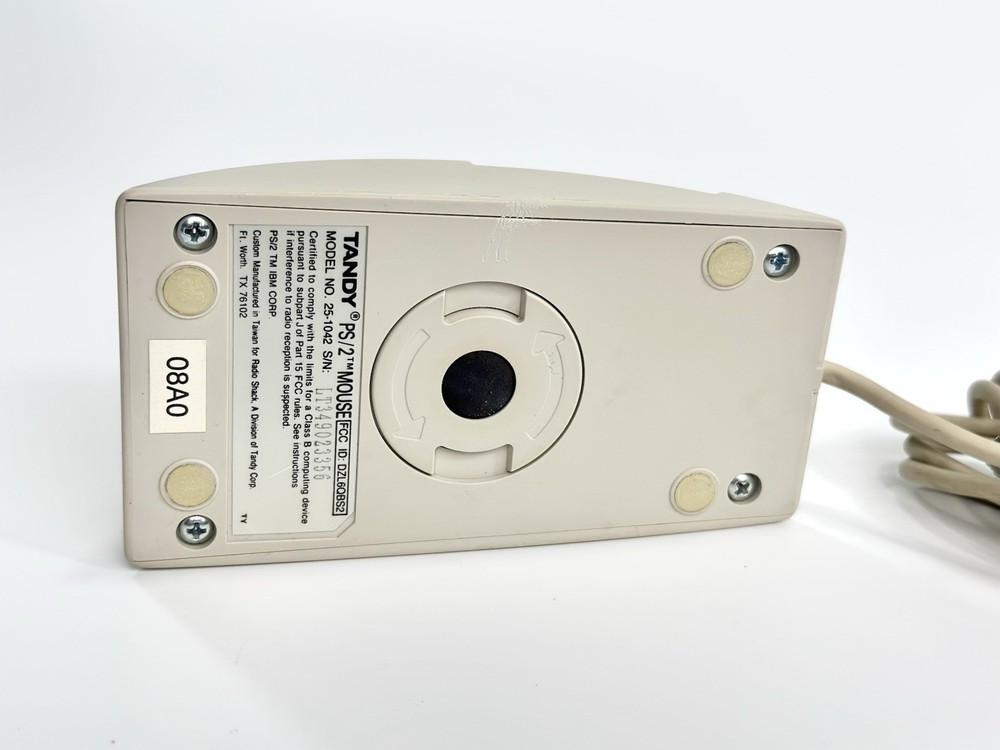 Vintage Tandy Computer 2 Button Ball Mouse PS/2 Wired 25-1042 CLEANED & TESTED