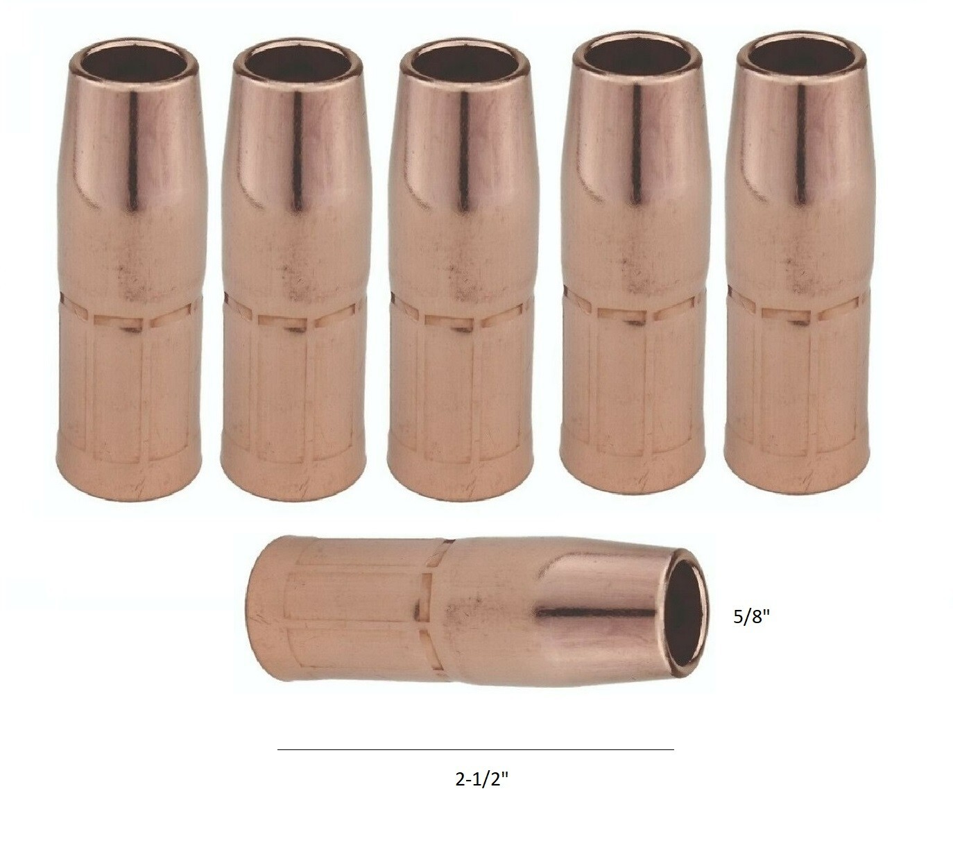 MIG 169-726 Welding Nozzles 5/8" Flush for Miller M25/M40 Mig Gun PK of 5