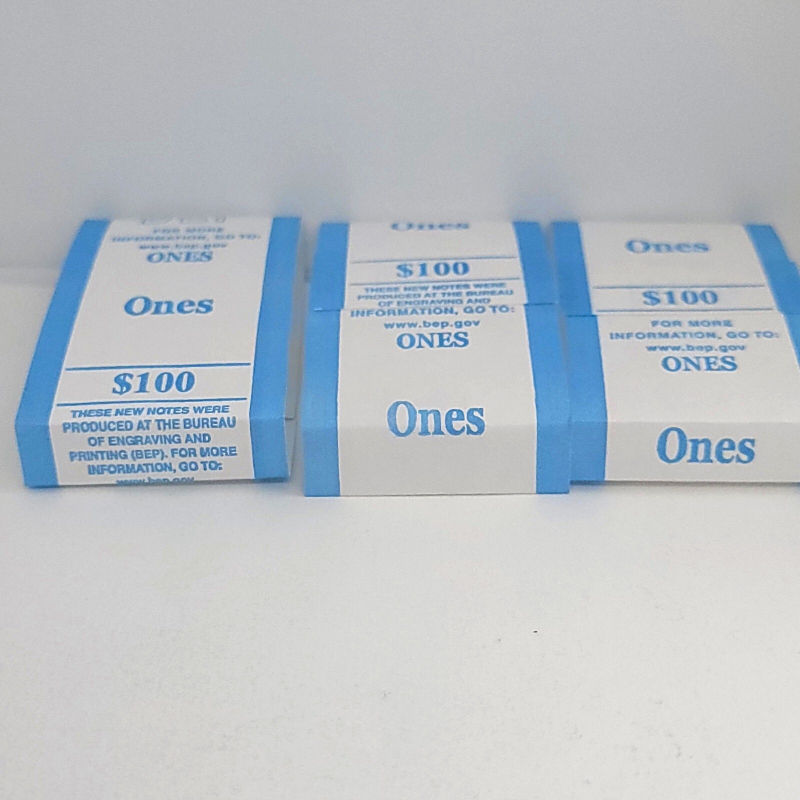 BEP Money Straps For 1 Dollar Bill Currency Bands Holds 100 Notes Lot of 3