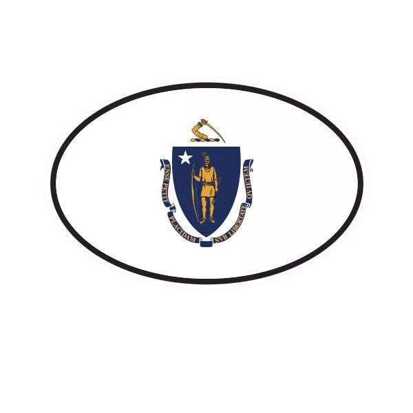 Massachusetts State Flag Oval Sticker Decal