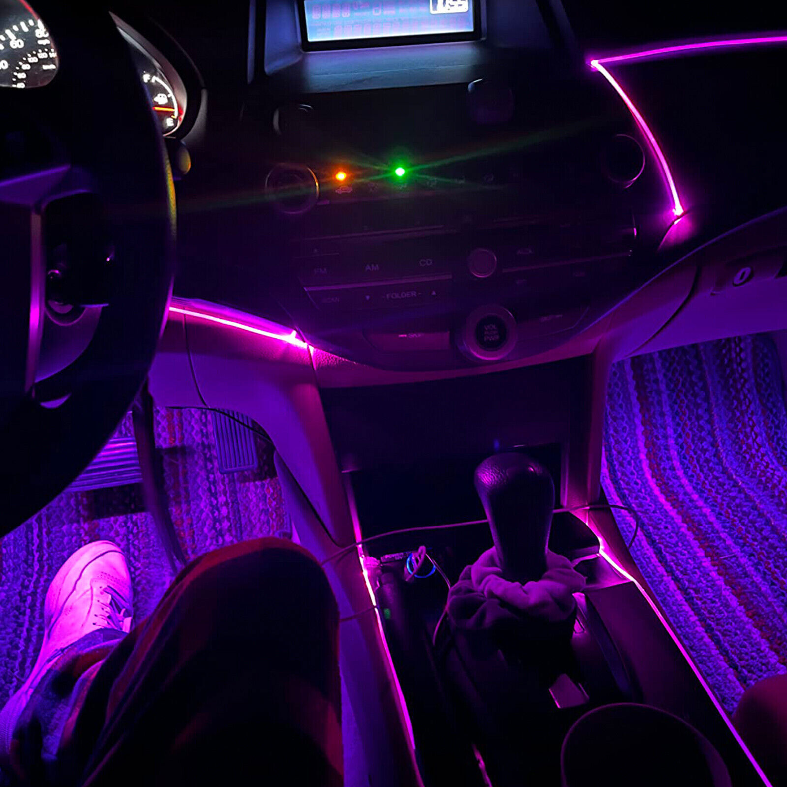 RGB 8 in 1 Interior Car LED Strip Lights Car Neon Accent Lighting Kit