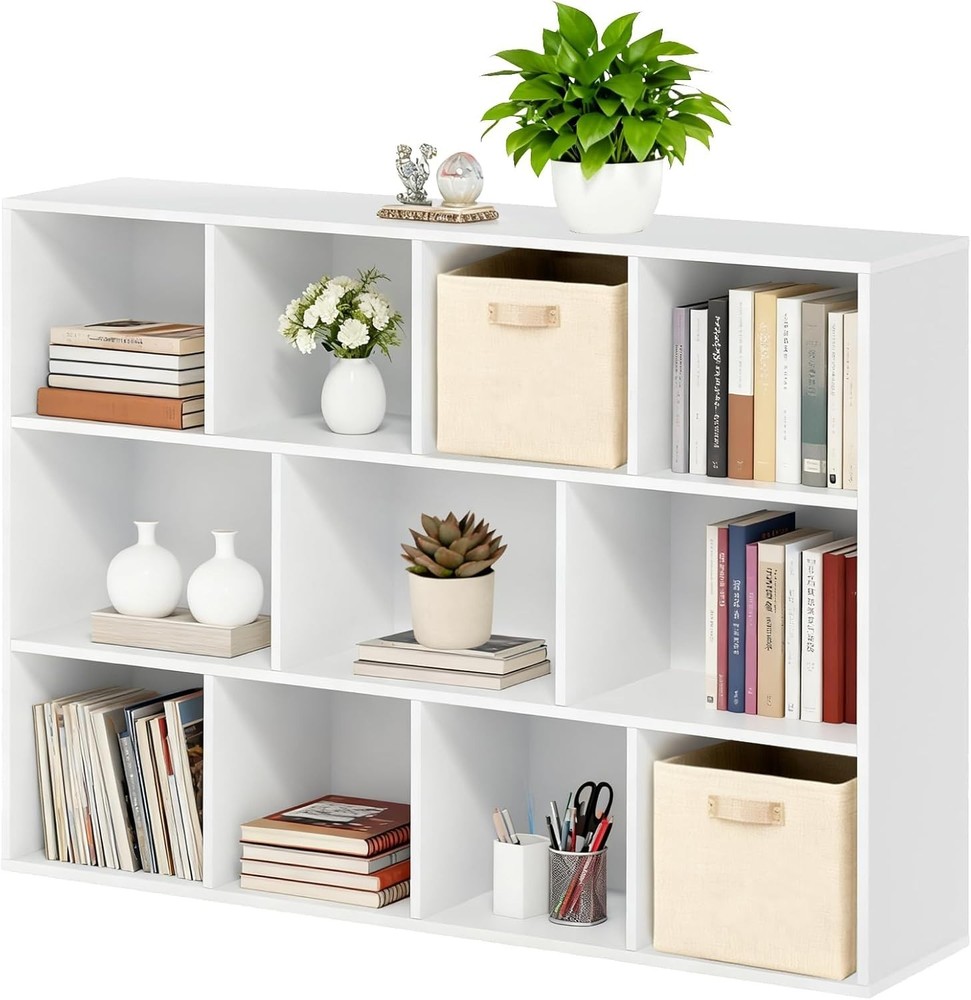 11 Cube Storage Organizer 4 Tier Stackable Bookcase Open Storage Display