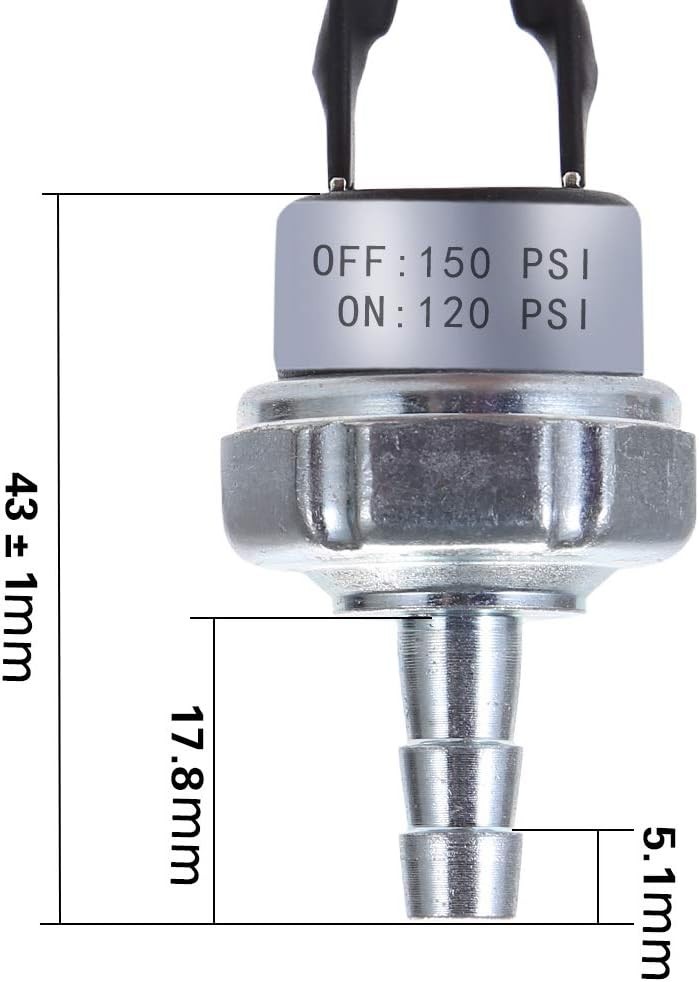 Certified Air Pressure Switch, 120V, 150 PSI Automatic Control System