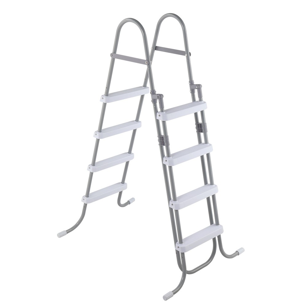 52" 4-Step Pool Ladder, Iron Grey Frame & White Steps, Safety Design