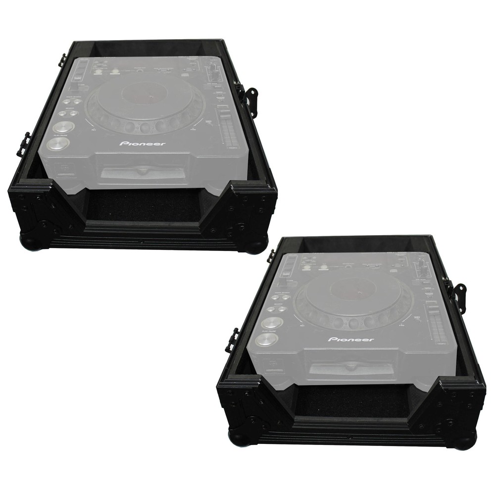 ProX XS-CD Large Format Tabletop CD/CDJ Player Flight Case Pair - Black idjnow