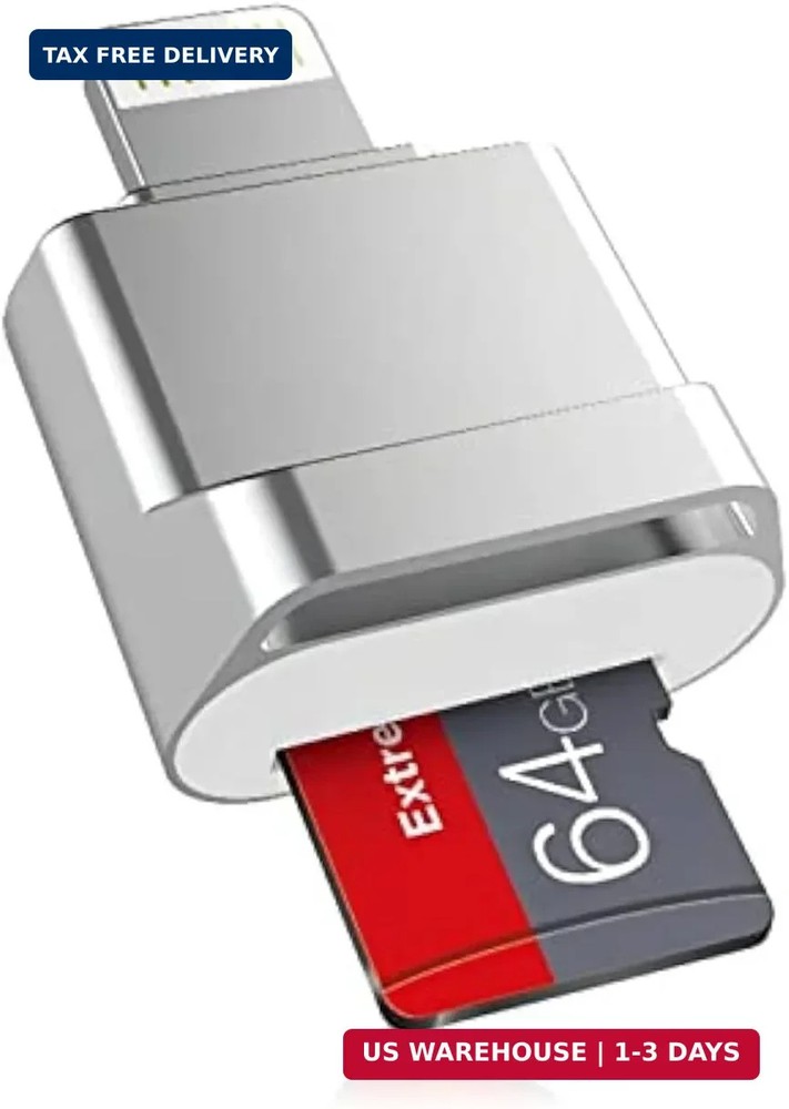 Apple MFi Certified Lightning to Micro SD Card Reader for iPhone, iPad - Support