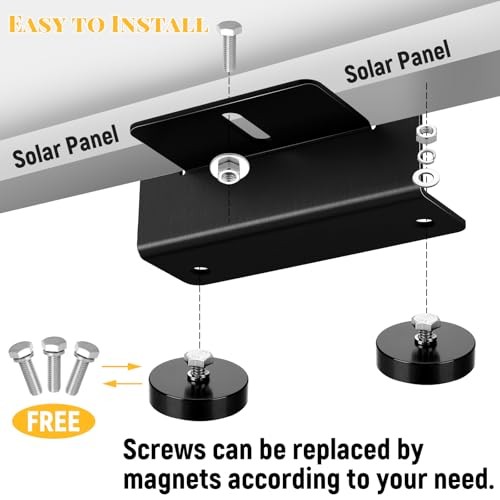 Pack 1200 Lbs No Drill Magnetic Solar Panel Mount Bracket Solar Panel 4 Black
