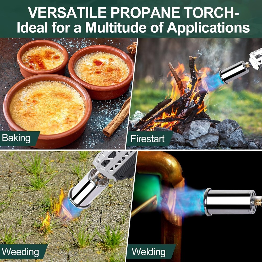 Semlos Propane Torch Head, Powerful Flame Thrower Gun, Adjustable Charcoal Li...