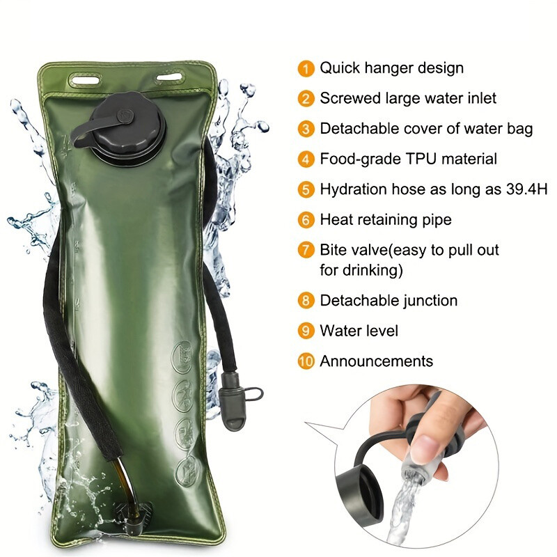3L Hydration Bladder Camping Water Bag Backpack Tactical Hiking Cycling Pack