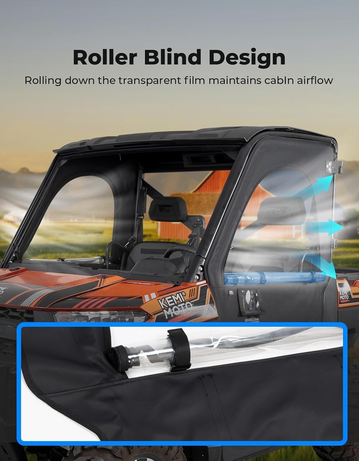 Soft Cab Enclosure Doors W/ Steel Frame for Polaris Ranger 1000/ XP 1000 2020-25