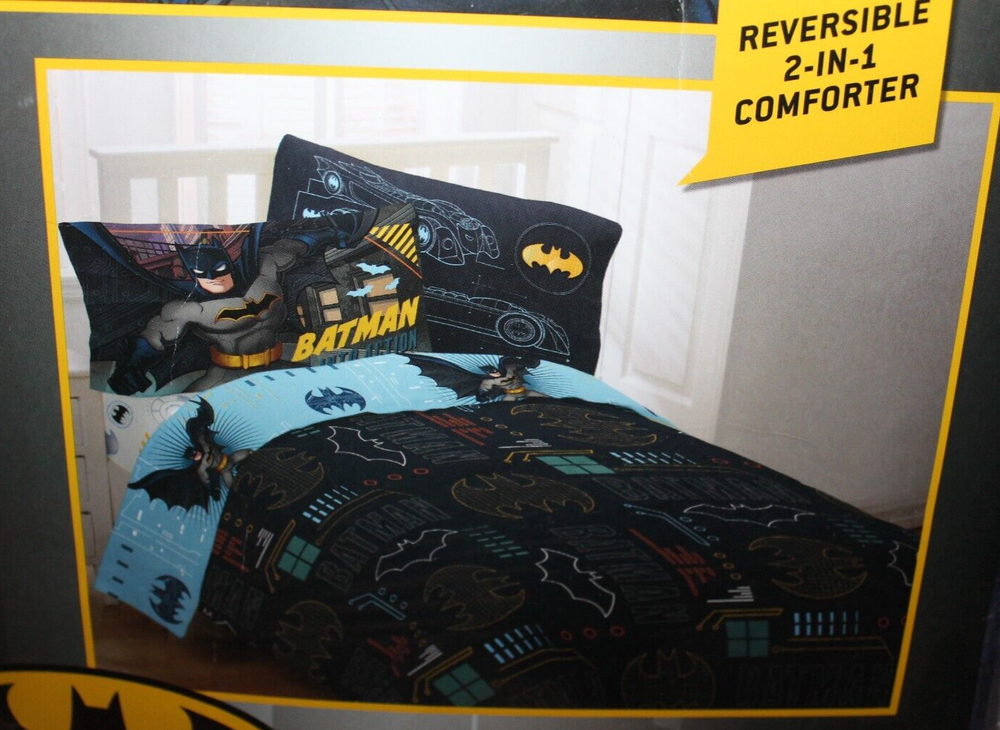 DC Comics Batman Twin / Full Reversible Comforter Superhero Bedspread NEW