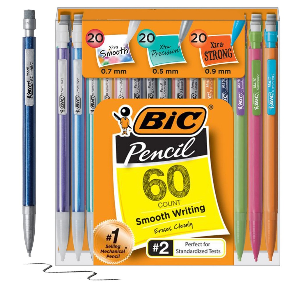 Bic Mechanical Pencil Variety Pack 60 Count No 2 Assorted Lead Sizes