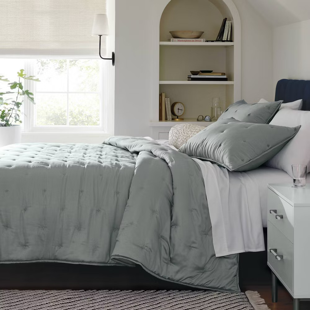 3pc King TENCEL Comforter and Sham Set Light Teal Green - Threshold: