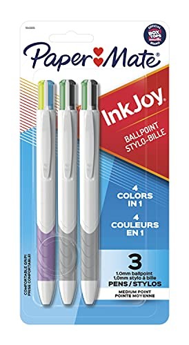 InkJoy Quatro Retractable Ballpoint Pens, Medium Point, Assorted Pack 3