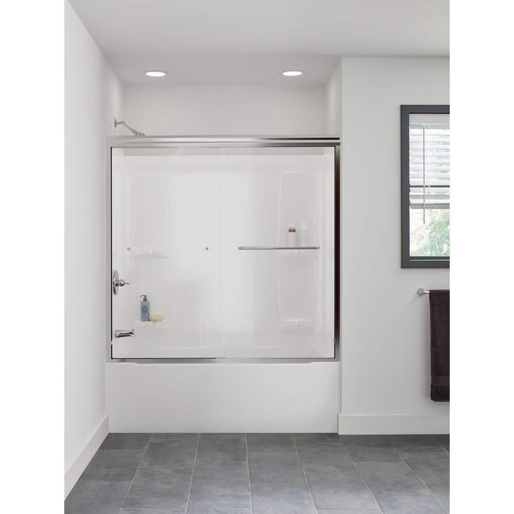 60 x 57" Five Piece Glue Up Bath Tub Surround System High Gloss White Self Drain