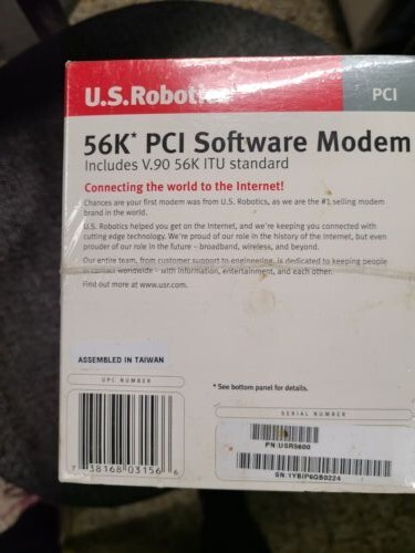 New U.S. Robotics USR5600 56K* PCI Software Modem In Orginal Package