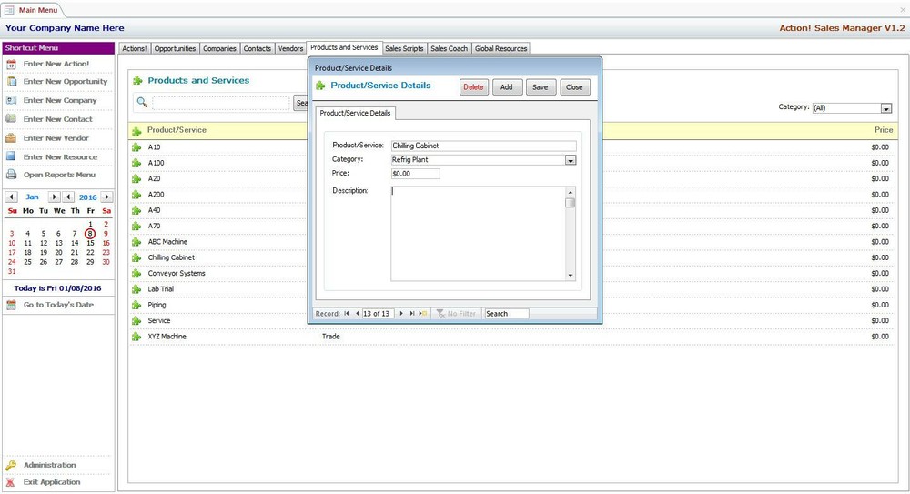 MS Access Based Sales Manager CRM Software - Use As-Is or Customizable