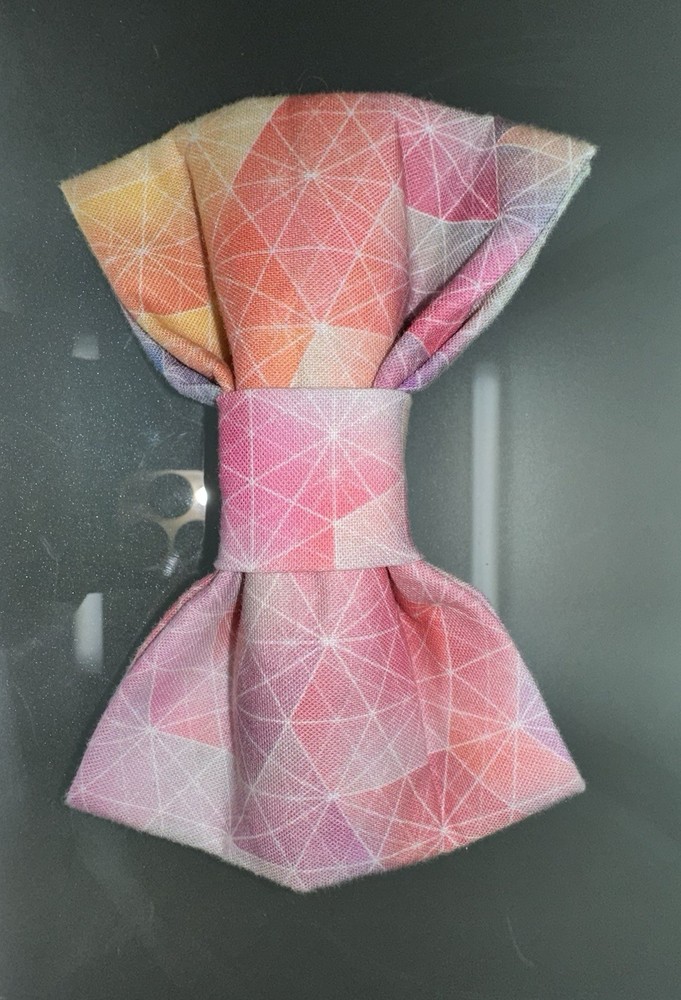 Handmade Over The Collar / Size Medium Pet Bow - Low Poly pattern