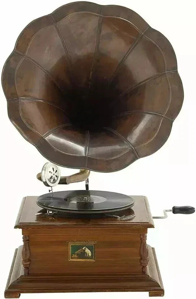 Fully Functional Antique HMV Gramophone – Wind-Up Phonograph Record Player