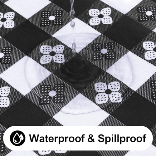 Rectangle Vinyl Table Cloth, Waterproof 72" x 30" (Rectangular) Black & White