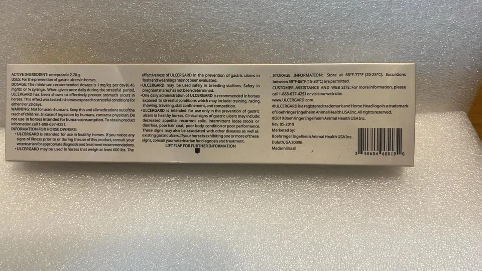 5 Pack Top Genuine UlcerGard Oral Paste for Horses 20 Doses Exp 2028 !!!!