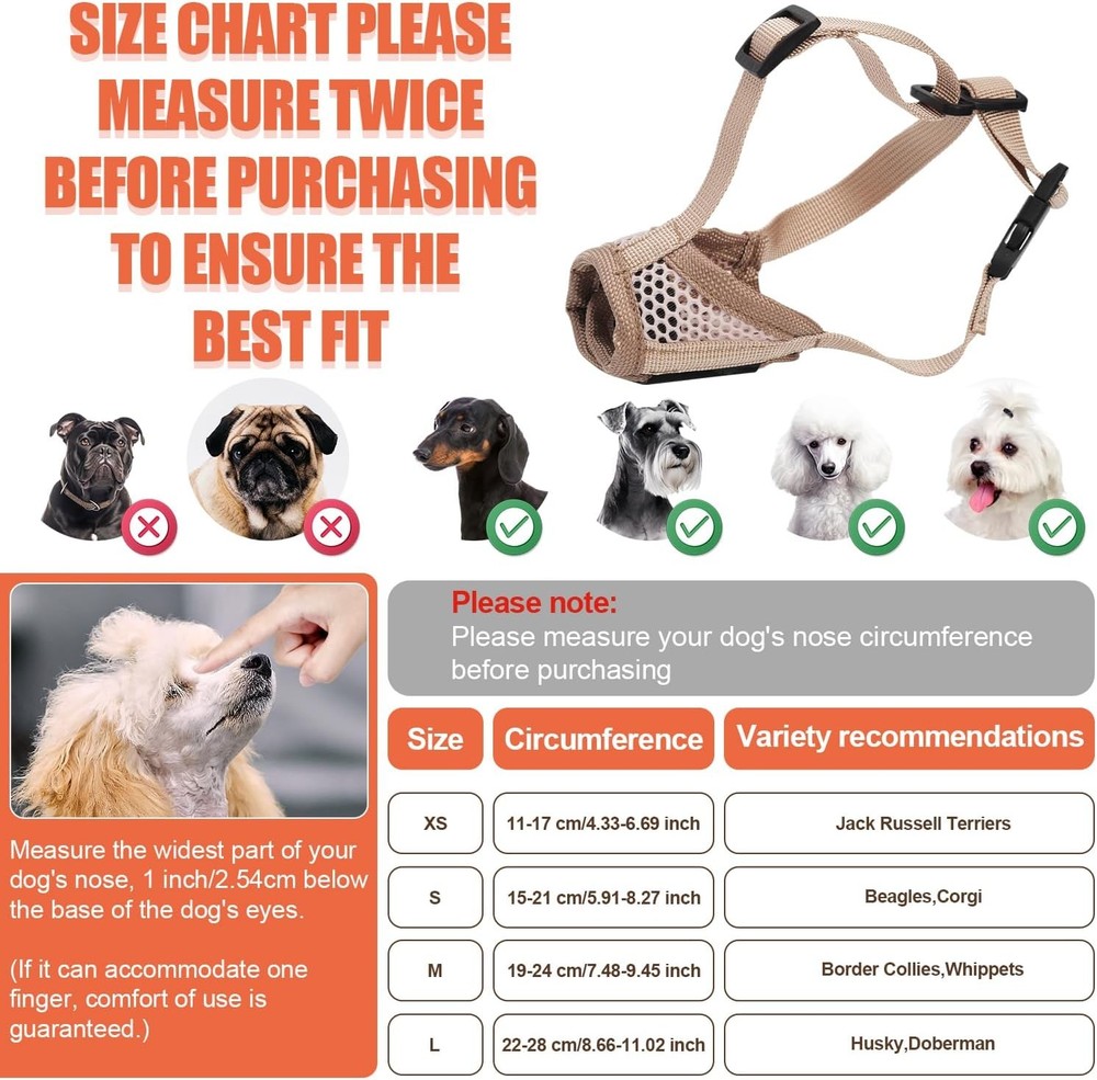 Muzzle Dog Soft Pet Muzzle to Stop Chewing Puppy Muzzle W/ Breathable Mesh &