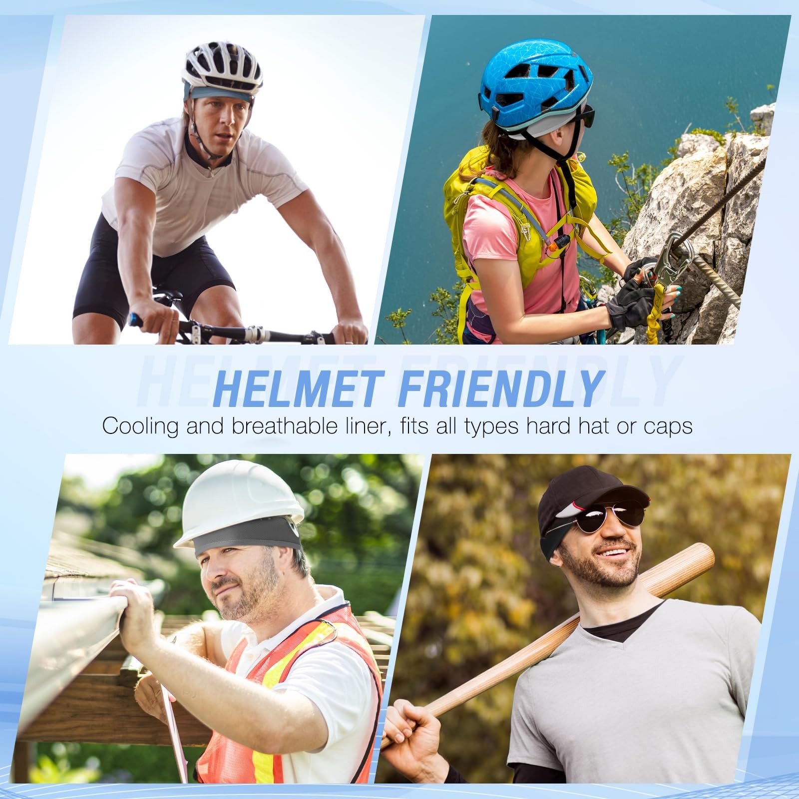 3 Pack Cooling Hard Hat Liner Skull Cap, Mesh Sweat One Size, Darkgrey*3