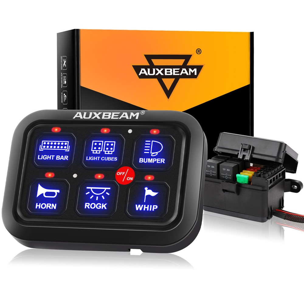 Auxbeam 6 Gang Switch Panel BC60 Universal LED Circuit Control Box Relay System